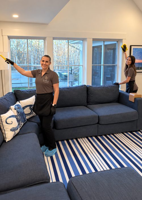 LeLu Cleaning team cleaning a living room